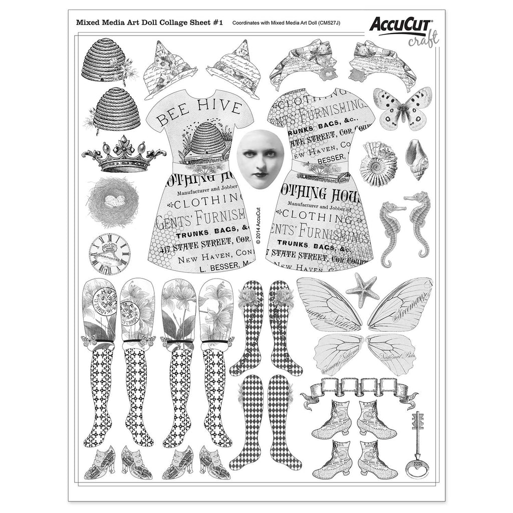 Mixed Media Art Doll Collage Sheet #1- Package of 12 – AccuCut mixed-media-art-doll-collage-sheet-1-package-of-12-accucut