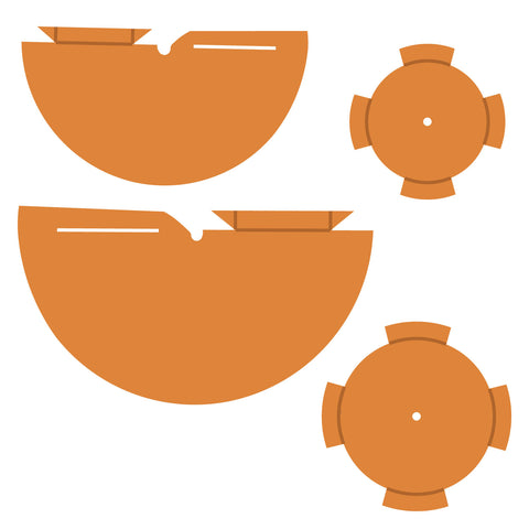 Two different sizes of cone tops and bases to make 3-D cones